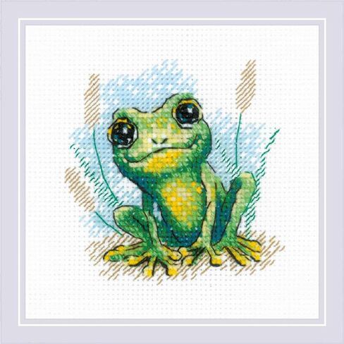 Riolis - Little Frog 2286 ، Cross Cross Stitch Kits 6 "X6" ، مجموعات غرزة متقاطعة للمبتدئين والمقاطع المتقدمة للبالغين ، مجموعة خياطة التريسي. in Kuwait