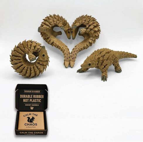 Skunk Prints HyperFlexi™ Articulated Pangolin 3D Printed Sensory Figurine, Premium Linking System (Beige, Regular) in Kuwait