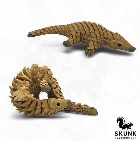 Skunk Prints HyperFlexi™ Articulated Pangolin 3D Printed Sensory Figurine, Premium Linking System (Beige, Regular) in Kuwait