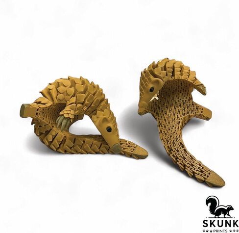 Skunk Prints HyperFlexi™ Articulated Pangolin 3D Printed Sensory Figurine, Premium Linking System (Beige, Regular) in Kuwait