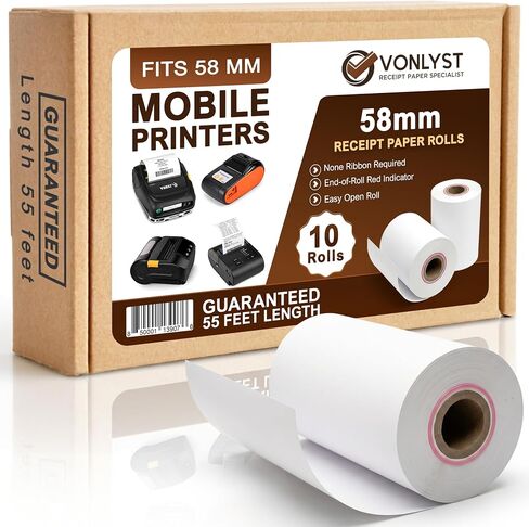 Receipt Paper Roll for 58mm Mobile Portable Thermal Printer (Pack 10 rolls) in Kuwait