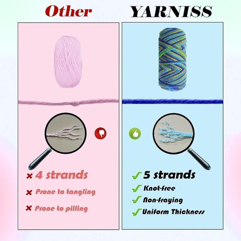 Yarniss Crochet Yarn Kits, 100% Acrylic Yarn Skeins 24x25g, Multicolor Knitting Yarn 1320 Yards with 4.0mm Crochet Hook in Kuwait