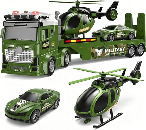 Toddler Boy Toys for Ages 3 4 5 6 7 8 Years Old, 25" Large Construction Carrier Truck Toy Excavator and Dump Truck, Friction Powered Vehicle with Lights & Sounds, Birthday Gift for Boys Girls in Saudi Arabia