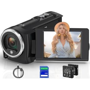 كاميرا فيديو كاميرا الفيديو QHD 2.7k 50mp 16x كاميرا زوم رقمية مكافأة رقمية مع مصباح ملء LED لـ YouTube ، و 270 بوصة 270 درجة شاشة LCD مع بطاقة SD 32 جيجابايت وبطاريتين in Saudi Arabia