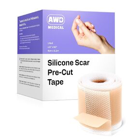AWD Silicone Scar Sheets for Surgical Scars - Seamless Medical Grade Silicone Scar Tape for C Section, Tummy Tuck Tape - Silicone Skin Patches After Surgery Must Haves (1.6" x 60" Seamless Roll) in Kuwait