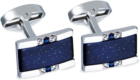 BagTu Starry Sky Cufflinks and Tie Clip Set with Gift Box and Greeting Card, Galaxy Dark Blue Cufflinks and Tie Clip Gift Set for Men in Kuwait