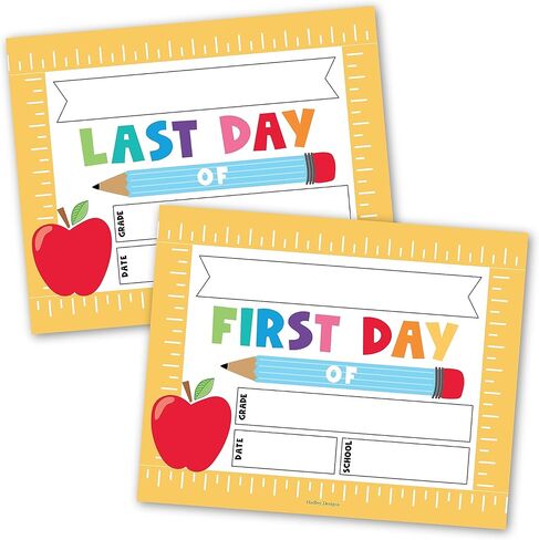 Hadley Designs First Day of School Sign - 10 Double-Sided First & Last Day Boards, 8x10 Back to School Sign Photo Prop for Kids, First Day of School Board for Preschool, Kindergarten, Grade School in Saudi Arabia