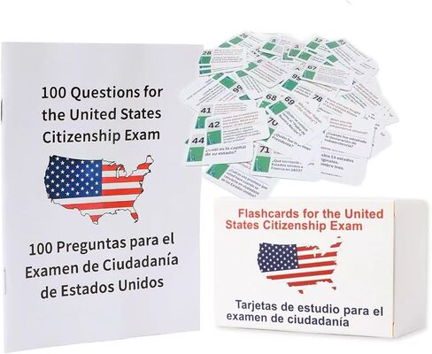بطاقات فلاش المواطنة الأمريكية 2025-100 Civics Test Cards Flash Cards Combo Combo Set (الأسئلة والأجوبة) - Tarjetas de Ciudadania 2025 Inglés Y Español ، دليل دراسة التجنس in Kuwait