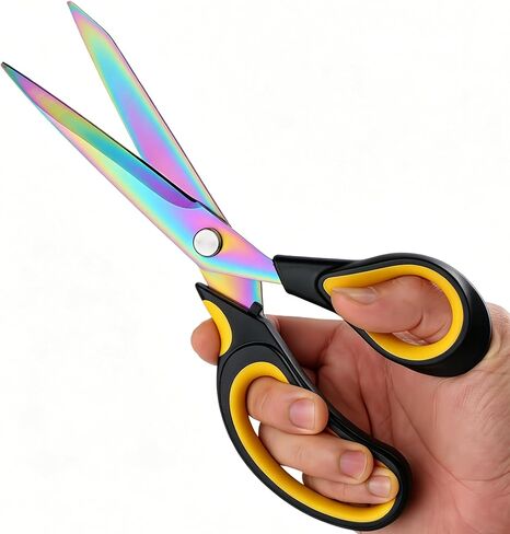 Scissors Multi-Purpose, 9.5" Sharp Sewing Scissors, Professional Heavy Duty Titanium Coating Forged Stainless Steel Shears for Fabric Leather,Dressmaking,Tailoring,Quilting,Home,Office,Art & School in Kuwait