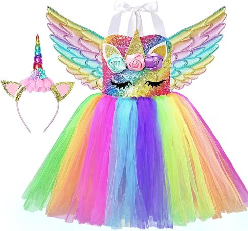 SKCAIHT Unicorn Costumes for Girls LED Light Up Unicorn Princess Tutu Dress for Halloween Birthday Party Gifts in Saudi Arabia