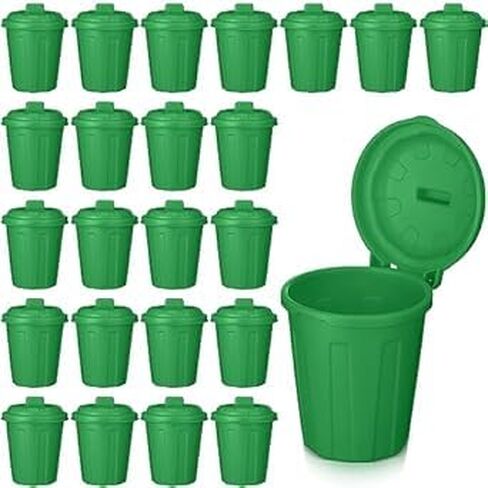 Zubebe 24 PCS Green Mini Trash Can Mini Toy Garbage Can Small Desktop Storage Bin مع أغطية للحفل in Kuwait