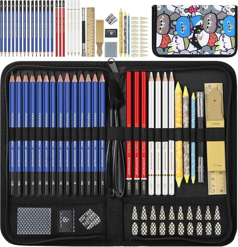 99 PCS Drawing Set, with 50 Page Drawing Pad, Coloring Book,Sketching, Graphite, Charcoal, Coloring Pencils, Blending Tools, Art Supplies Pencil Kit for Artists Adults Beginner Family Friends in Saudi Arabia