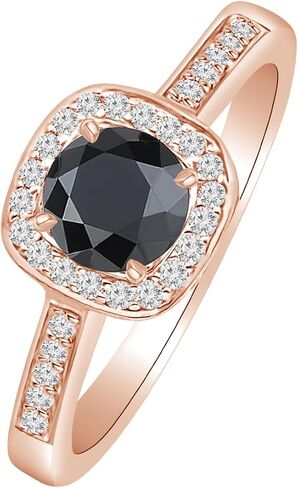 2.25 Carat Graduating Classic Cushion Halo Prong and Pave-Set Diamond Engagement Ring 14K Gold with a 2 Carat Round Cut AAA Quality Black Diamond (Heirloom Quality) in Kuwait