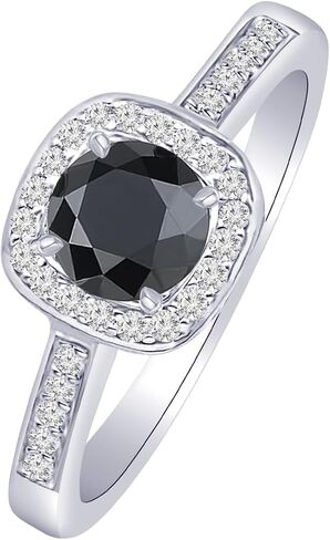 2.25 Carat Graduating Classic Cushion Halo Prong and Pave-Set Diamond Engagement Ring 14K Gold with a 2 Carat Round Cut AAA Quality Black Diamond (Heirloom Quality) in Kuwait