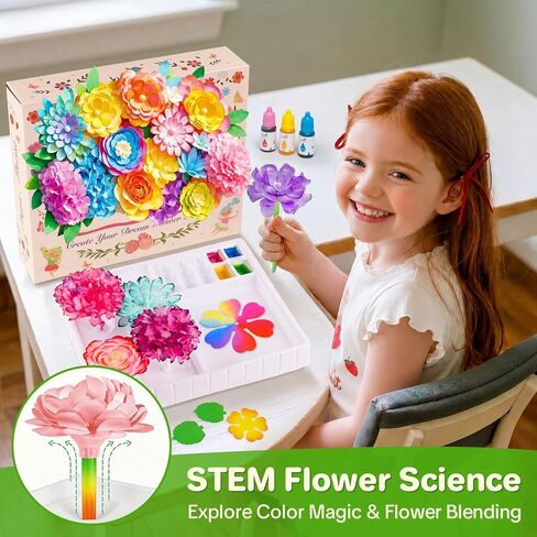 Kiditos Magic Flower Art Kit for Girls – DIY Blooming Flower Craft Kit with Color Drop Science Experiment | Creative Art & STEM Toy for Ages 6+ in Kuwait
