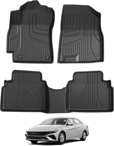 Floor Mats Compatible with Hyundai Elantra Elantra N 2021-2024 2025 (Include Hybrid),1st & 2nd Row TPE Mat All Weather Protection Floor Liners Heavy Duty Automotive Accessories in Kuwait