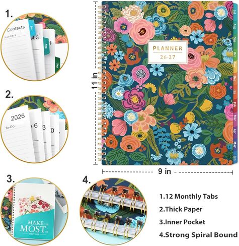 2025-2026 Planner - 2025-2026 Planner Weekly and Monthly, Jul. 2025 - Jun. 2026, Calendar/Organizer 25-26, 9" x 11", Premium Paper, Twin-wire Binding in Kuwait