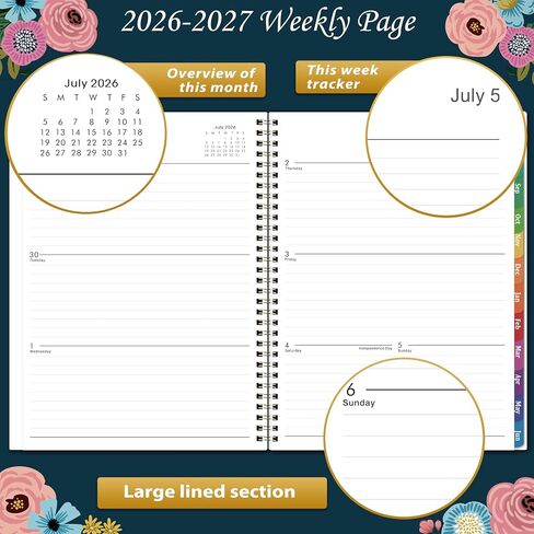 2025-2026 Planner - 2025-2026 Planner Weekly and Monthly, Jul. 2025 - Jun. 2026, Calendar/Organizer 25-26, 9" x 11", Premium Paper, Twin-wire Binding in Kuwait