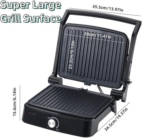 Vivicreate 5 in 1 Contact Grill, Stainless Steel Panini Press and Sandwich Maker, Nonstick Double Sided Grill and Griddle Plate, Electric Grill in Saudi Arabia