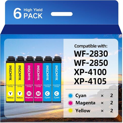 212 خراطيش حبر XL تم إعادة تصنيعها لـ WF-2850 WF-2830 XP-4100 XP-4105 خراطيش حبر لـ 212XL 212 T212 T212XL حبر خراطيش عالية العائد (2 Cyan 2 Magenta 2 أصفر ، 6 حزمة) in Kuwait
