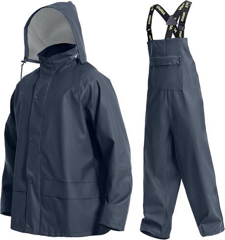 Men's Workwear PRO Rain Suit - Waterproof Jacket and Bib Pants 3-piece Set for Ultimate Safety and Comfort in Kuwait