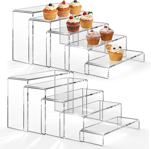 10 أجهزة كمبيوتر كبيرة من الأكريليك Risers 5 أحجام (7 "L ~ 9" L) RISER DISPLAY CUPCAKE STAND CURPHING SIDE in Kuwait