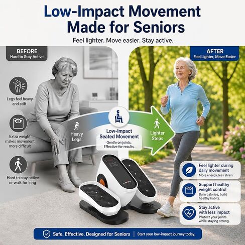 Under Desk Elliptical Machine, Ellipse Leg Exerciser as Seen on Tv for Seniors Adults with 10 Adjustable Speed, Quiet & Portable Mini Seated Pedal Exerciser in Kuwait