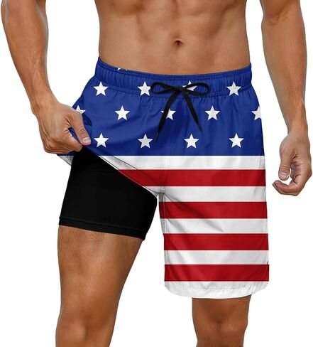 Cozople Mens Swim Trunks with Compression Liner 7 inch Inseam Board Shorts Summer Quick Dry Bathing Suit in Saudi Arabia