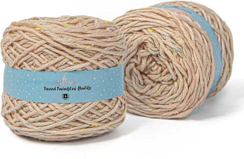 Tweed Twinkles غزل الأكريليك الضخم للكروشيه ، 2 عبوة (400yds / 400g) ، أنماط مجانية - #5 خيوط تويد مكتنزة للوزن للحياكة - السماء الأزرق in Kuwait