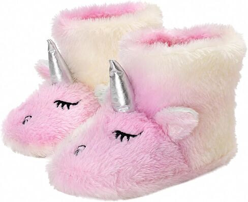 Tirzrro Girls/Kids Cute Unicorn Slippers with Warm Plush Fleece Indoor Outdoor Slip-on Booties in Kuwait