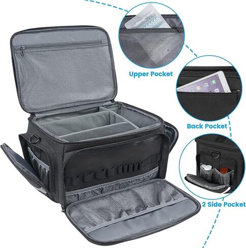 Mancro Medical Bag, Home Health Nurse Bag with Nonslip Bottom, Removable Shoulder Strap, Water-Resistant Empty First Aid Organizer for Medical Student, Therapist, Black in Saudi Arabia