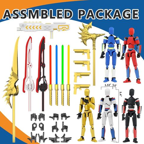 T13 Action Figure Already Assembled, 5-Pack Multi-Colored Titan 13 Action Figure Set Dummy with Laser Saber 3D Printed T 13 Lucky 13 Robo 13 Nova 13 Action Figures, Figura de acción t13, 5 Colors in Kuwait