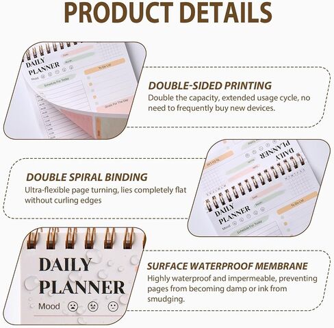 Daily To Do List Notebook 60 Sheets - Portable Undated Spiral Productivity Planner for Goal Setting, Daily Planner for Office, Work Desk Accessories for Women - Green, 5.1 x 7 Inch in Kuwait