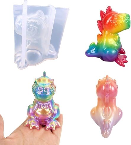 Dinosaur Epoxy Resin Mold, Animal Epoxy Molds 3D Cartoon Ornament,Silicone Casting Mould for DIY Candle Soap Pendant Crafts Home Office Decor in Kuwait