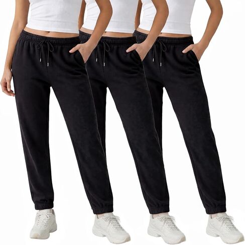 3 Pack Sweatpants Women, Comfortable Womens Sweatpants, Fleece Womens Elastic Cuff Joggers (Available in Plus) in Kuwait