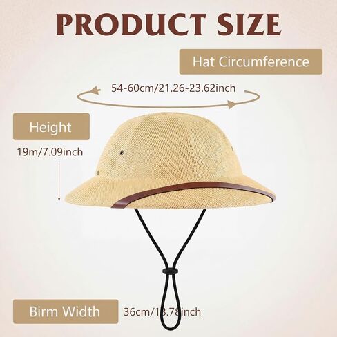 JaGely 2 Pack Pith Helmet Safari Hat for Men, Sturdy and Adjustable Men's Adult Costume Straw Hats Helmet Outfit for Hiking, Gardening, Zoo, Outdoor Adventures, Completing Safari Jungle or Explorer in Kuwait