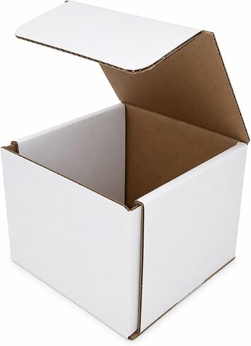 Valuemailers Brand 4x3x2-4l x 3W x 2H | أبيض قابلة للطي المربعات المموجة من الورق المقوى البريدية ، مربع تخزين ، تخزين للمنزل أو الأعمال- قابلة للطي قابلة للطي قوية (50) in Kuwait