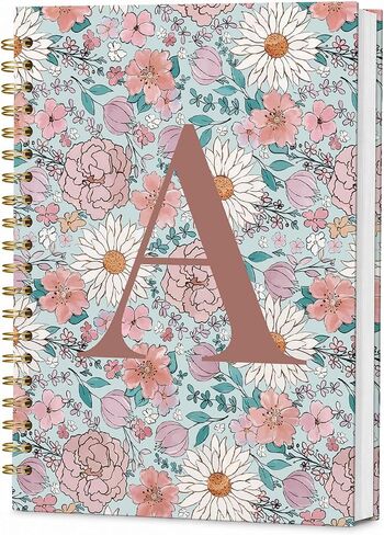 Initial M Journal Personalized Spiral Notebook,Vintage Flower Teen Girl Gifts,Monogrammed Notebook for Women Teen Girl,College Ruled Hardcover Spiral Notebook 5.5 x 8.3 in Kuwait