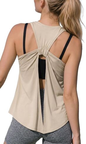 Sanutch Open Back Workout Top Backless Yoga Shirts Tie Back Workout Tank for Women in Saudi Arabia