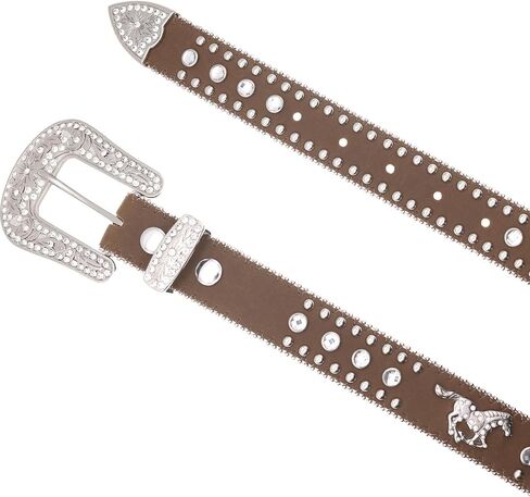 Nocona Girl's Running Horse Conchos Belt, Medium Brown Distressed, 24 in Kuwait