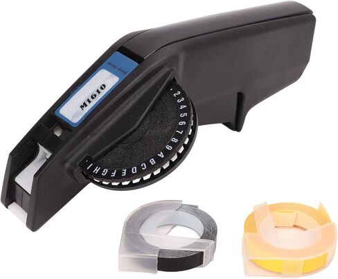 Embossing Label Maker, Clear Number Letter Mini Label Printer with Cutter No Ink Handheld Small Labeler Machine for 6mm to 9mm Tape for The Home and Office Organization(Red) in Kuwait