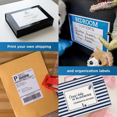 7 x 5 Rectangle Shipping Labels - Permanent, White Matte - for FedEx, Shopify, USPS - Pack of 200 Labels, 100 Sheets - Inkjet/Laser Printers - Online Labels in Kuwait
