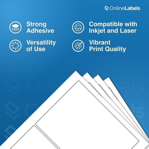7 x 5 Rectangle Shipping Labels - Permanent, White Matte - for FedEx, Shopify, USPS - Pack of 200 Labels, 100 Sheets - Inkjet/Laser Printers - Online Labels in Kuwait