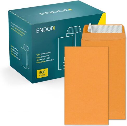 #7 Money Envelopes for Cash - 50 Pack - Brown Envelopes Self Seal - Cash Envelopes Peel & Seal - Coin Envelopes for Money, Credit Cards, Gift Cards - Small Envelopes for Storage, Small Parts, Seeds in Kuwait