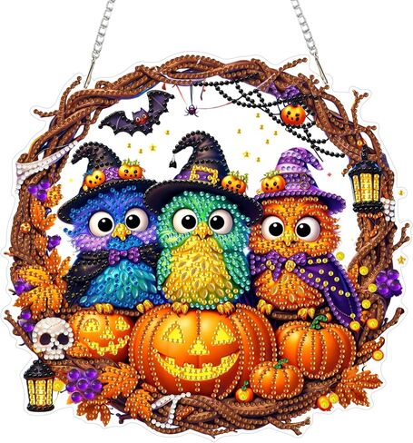 Eiflow Diamond Art Hanging Kit for Adults Christmas Bird, DIY Diamonds Painting Door Hanger Board Kit, Special Crystal Diamond Art Painting Pendant Ornament in Kuwait