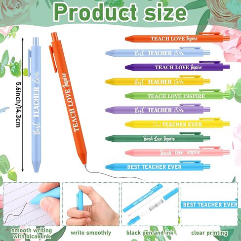 50 Set Teacher Appreciation Gift Bulk Inspirational Ballpoint Pens with Cards Motivational Flowerpot Shaped Cards Thank You Teacher Gift for Teacher School Office Supplies in Kuwait