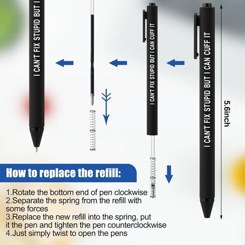 12 Pcs Police Ballpoint Pens Inspirational Police Officer Black Ink Pens Bulk 1.0 mm Medium Point Smooth Writing Office Motivational Ballpoint for Men Women Police Uniform Office Business in Kuwait