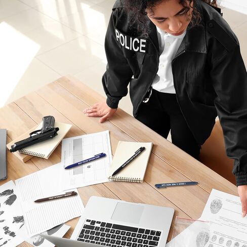 12 Pcs Police Ballpoint Pens Inspirational Police Officer Black Ink Pens Bulk 1.0 mm Medium Point Smooth Writing Office Motivational Ballpoint for Men Women Police Uniform Office Business in Kuwait