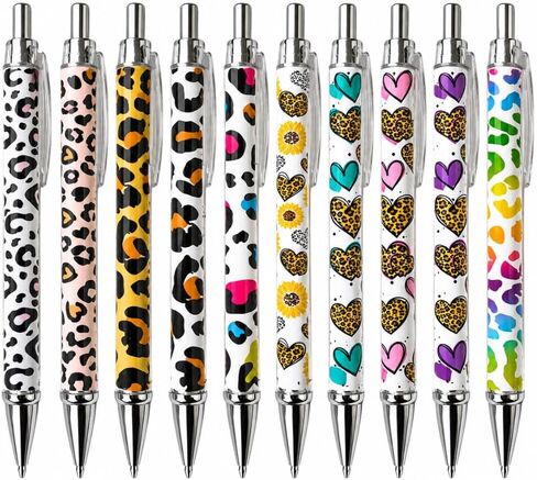 10pc cheetah print pens leopard ballpard pen jaguar Animal Zebra Safari Rainbow Colorful Office School Setcords Decord Decord Party Form in Kuwait