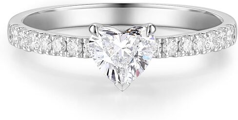 AGVANA 'Radiant Muse' 0.3-1.0 Carat Heart-Cut Lab Grown Diamond Ring in Sterling Silver (0.5-1.2 Ct. Tw.) Engagement Anniversary Wedding Ring for Women (D-E Color, VS Clarity) in Saudi Arabia